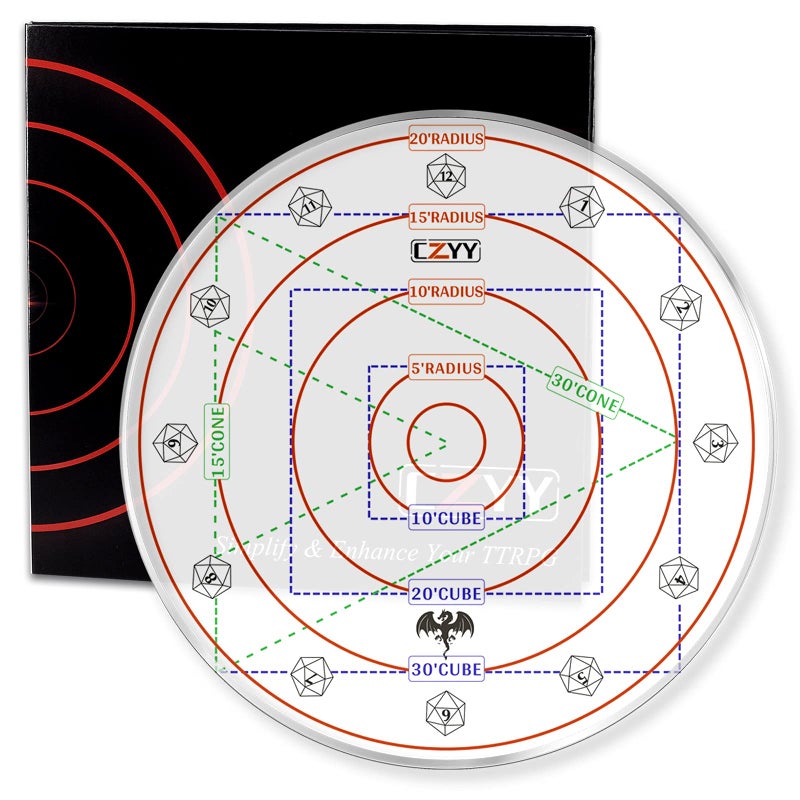CZYY Upgraded Spell AOE Damage Template Extra Large to 30' Cube & 30' Cone, Acrylic D&D Area Effect Marker with Gift Box - Perfect Tabletop RPG Gaming Accessories, Tools for Dungeons and Dragons, TTRPGs - Image 1